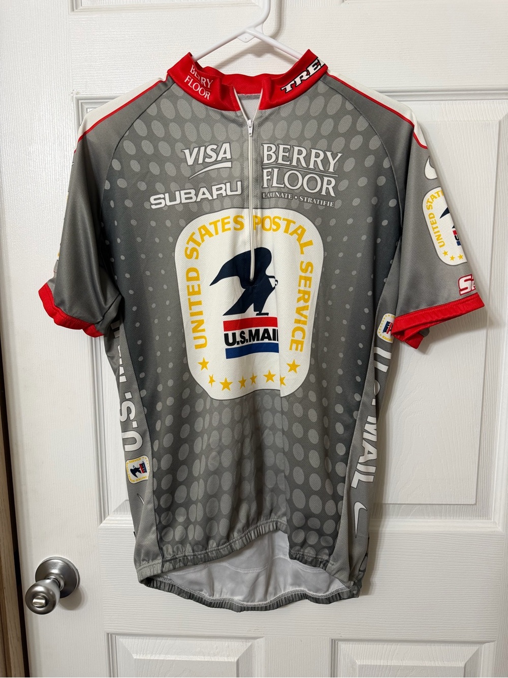 Nike Gray and Red U.S. Postal Service Cycling Jersey
